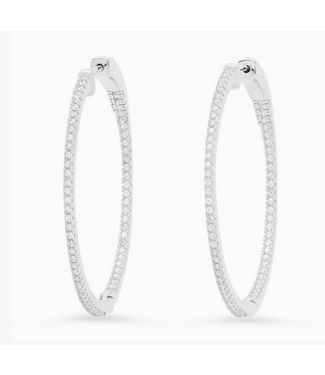 Jen Hansen Demi-Fine Large Round Diamond Hoops Silver