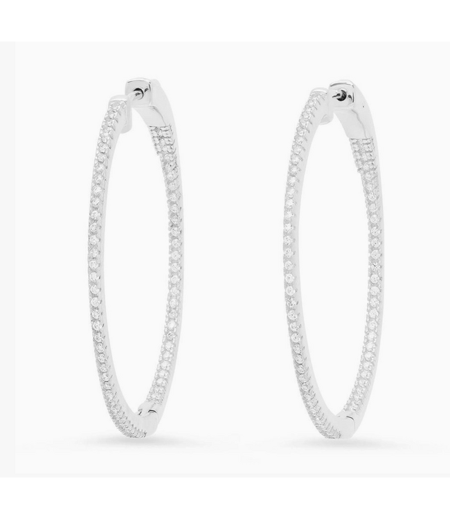 Jen Hansen Demi-Fine Large Round Diamond Hoops Silver