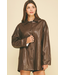 Oversized Faux Leather Jacket Brown