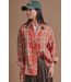 Double Gauze Plaid Oversized Button-Down Shirt Rust