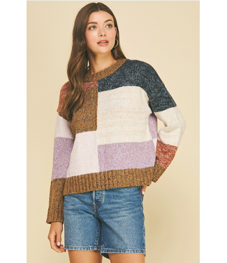Colorblock Crew Sweater Camel
