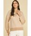 Mixed Pattern Quarter-Zip Knit Sweater Oatmeal