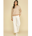 Mixed Pattern Quarter-Zip Knit Sweater Oatmeal