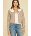 Lovely Collared Cardigan with Patch Pockets Taupe