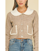 Lovely Collared Cardigan with Patch Pockets Taupe