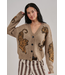 Tiger Jacquard Knit Sweater Cardigan Oatmeal
