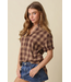 Cara Plaid Rolled Sleeve Shirt Chestnut