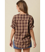 Cara Plaid Rolled Sleeve Shirt Chestnut