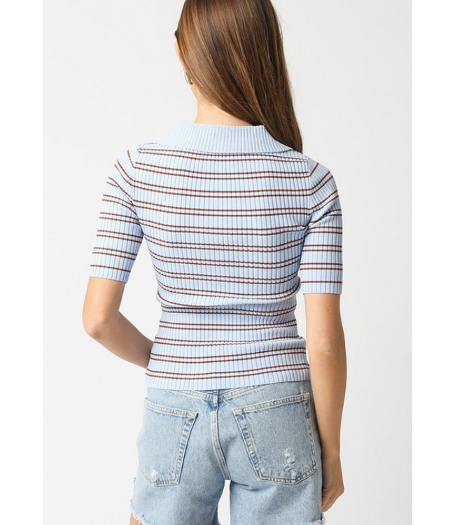 Ina Stripe Top Blue/Caramel