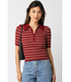 Ina Stripe Top Burgundy/Khaki