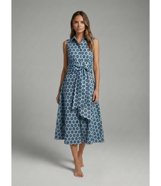Mod Bloom Tie-Waist Midi Dress