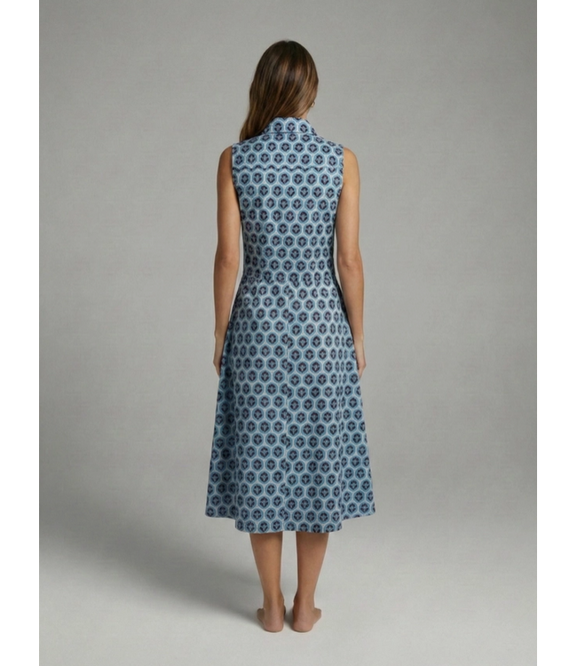 Mod Bloom Tie-Waist Midi Dress