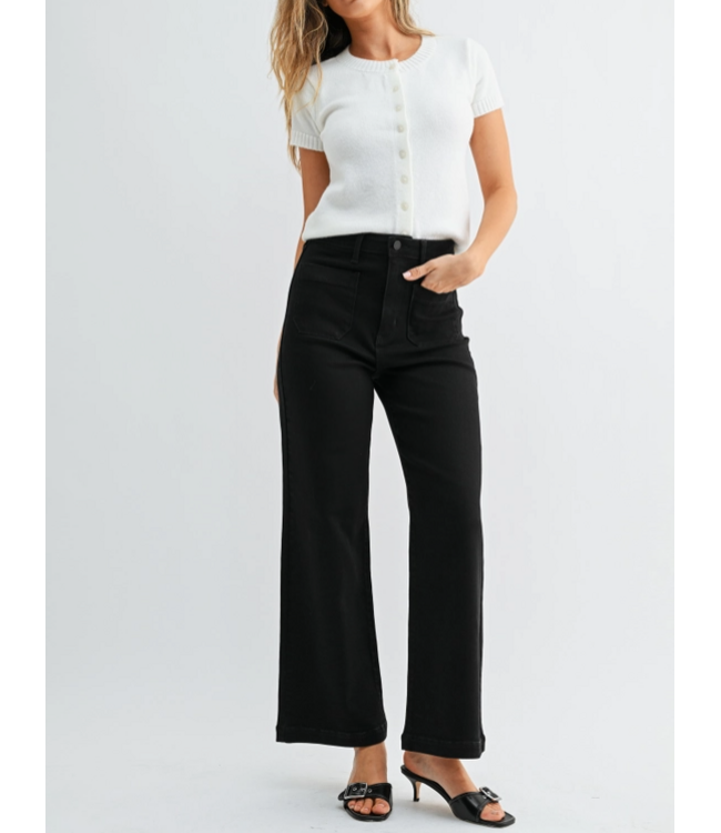 Just Black Patch Pocket Wide Leg - Black