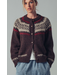 Fair Isle Nordic Toggle Knit Cardigan Brown