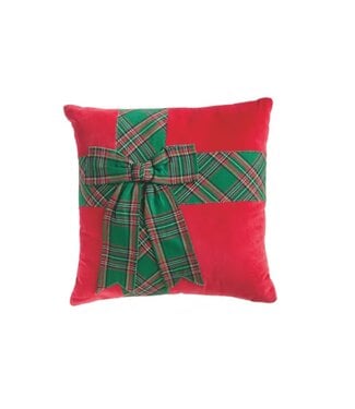 Green Tartan Bow Pillow