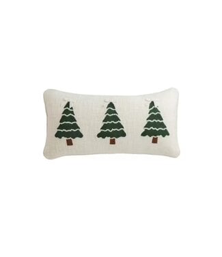 Christmas Tree Crewel Embroidered Pillow