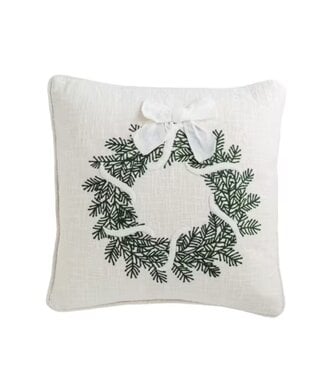 Wreath Crewel Embroidery Pillow
