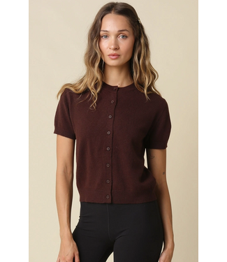 Maddie Short Sleeve Knit Cardigan Brown