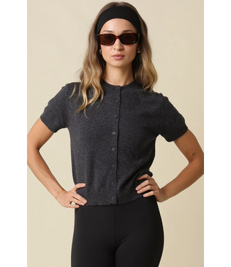 Maddie Short Sleeve Knit Cardigan DK Charcoal
