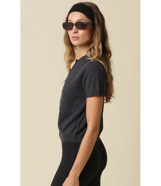 Maddie Short Sleeve Knit Cardigan DK Charcoal