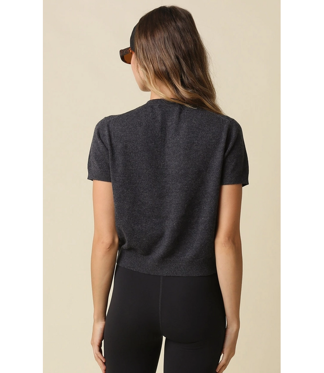 Maddie Short Sleeve Knit Cardigan DK Charcoal