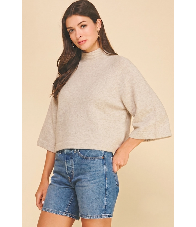 Wide Sleeve Mock Neck Sweater Ivory