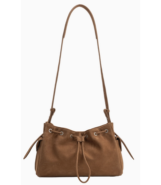 Melie Bianco Rhuby Camel Recycled Vegan Suede Shoulder Bag