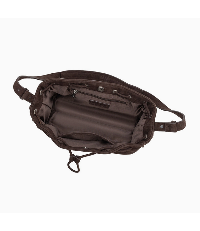 Melie Bianco Rhuby Chocolate Recycled Vegan Suede Shoulder Bag
