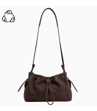 Melie Bianco Rhuby Chocolate Recycled Vegan Suede Shoulder Bag
