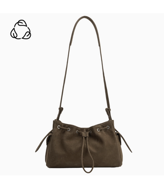 Melie Bianco Rhuby Olive Recycled Vegan Suede Shoulder Bag