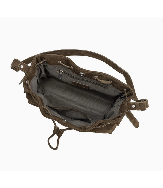 Melie Bianco Rhuby Olive Recycled Vegan Suede Shoulder Bag