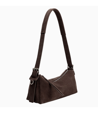 Melie Bianco Valeria Chocolate Recycled Vegan Suede Shoulder Bag
