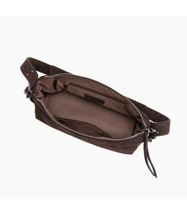 Melie Bianco Valeria Chocolate Recycled Vegan Suede Shoulder Bag