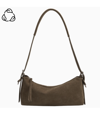 Melie Bianco Valeria Olive Recycled Vegan Suede Shoulder Bag