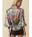 Anna Floral Satin Blouse Sage Floral