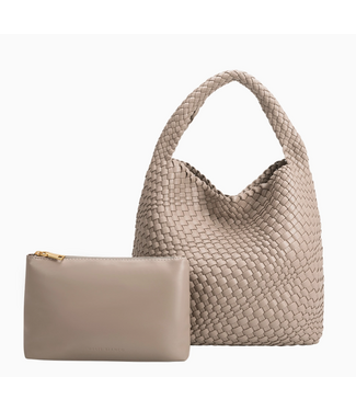 Melie Bianco Johanna Taupe Large Recycled Vegan Shoulder Bag