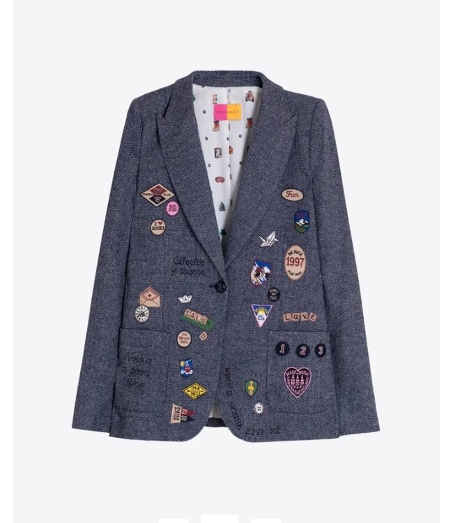VillaGallo Espiga Azul Lana Blazer