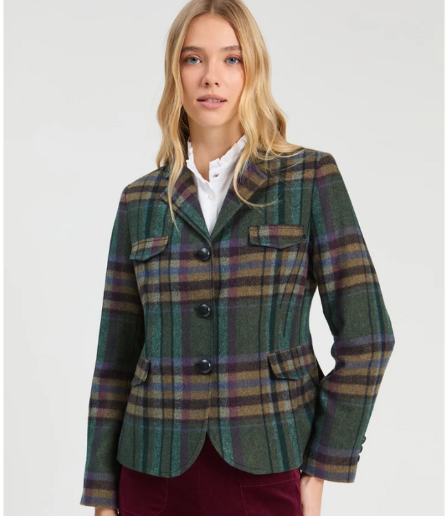 VilaGallo Green and Burgundy Checked Jacket