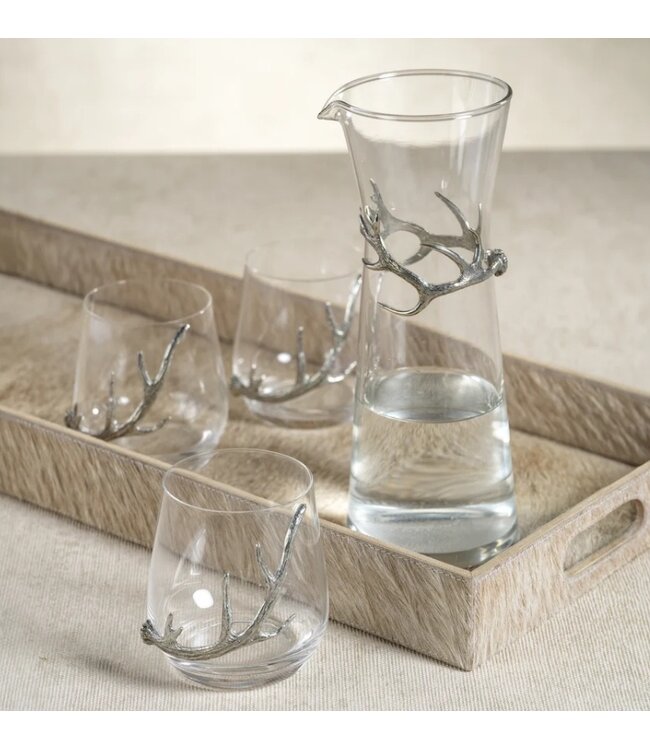 Zodax Davos Glass Carafe w/ Pewter Antler