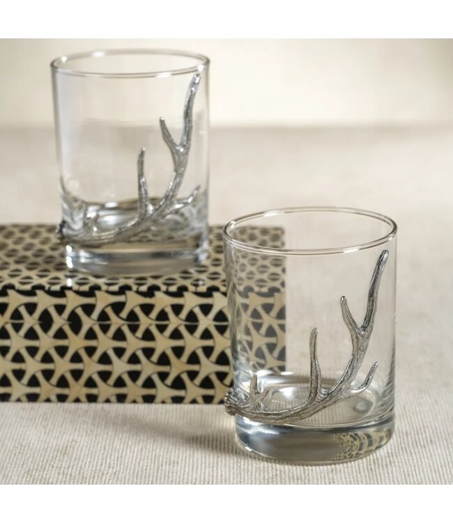 Zodax Davos Rocks Glass w/ Pewter Antler