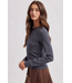 Striped Crew Neck Long Sleeve Knit Top Navy