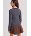 Striped Crew Neck Long Sleeve Knit Top Navy