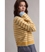 Striped Colorblock Knit Sweater Cardigan Yellow