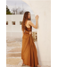 Olympia Assymetrical Pleated Dress Golden Ochre
