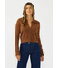 Cropped Button Front Cardigan with Collar Brown
