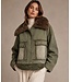 Linda Richards Denim/Mink Denim Coat Olive