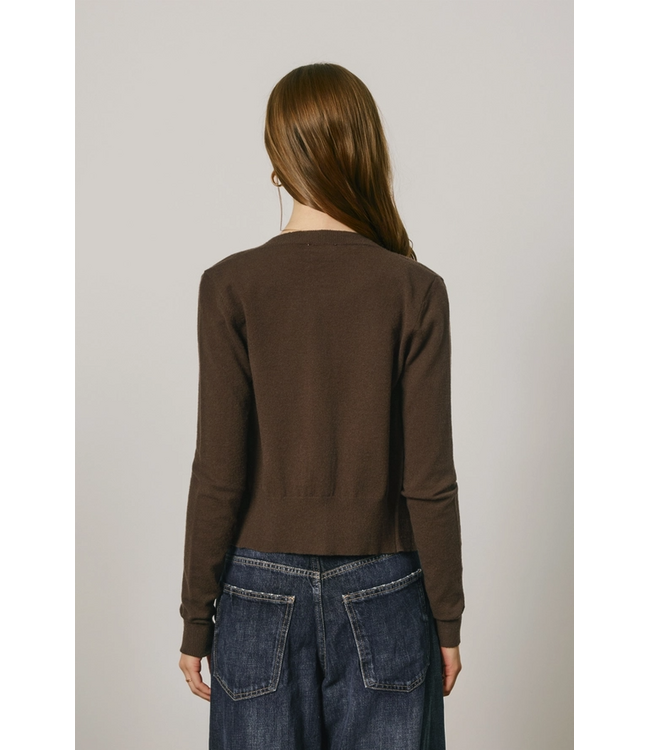 Classic Argyle Button Front Cardigan Espresso Mint