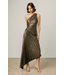 Olympia Asymmetrical Pleated Dress Metallic Foil Bronze