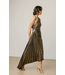 Olympia Asymmetrical Pleated Dress Metallic Foil Bronze