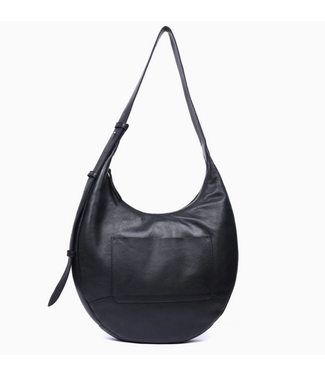 Marcel Stain Washed Leather Shoulder Bag Black